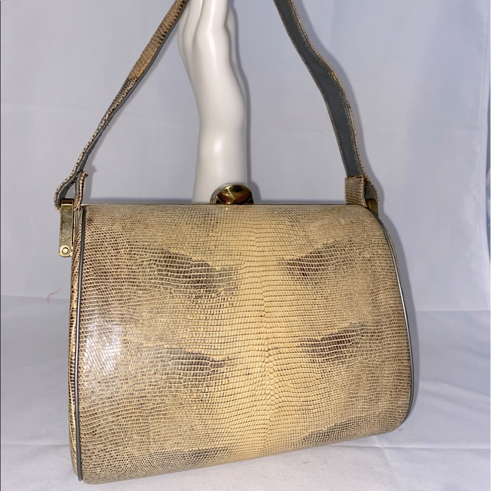 Vintage 1940s Lizard Skin Handbag MCM Art Deco EUC